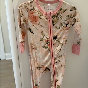 Posh Peanut Pink Floral Zip Romper